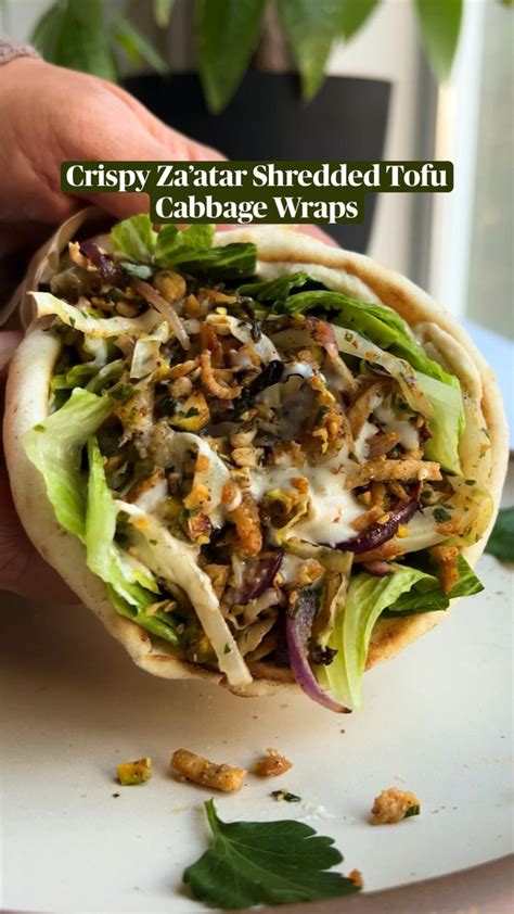 Crispy Shredded Zaatar Tofu Cabbage Wraps Plant Based RD Recipe