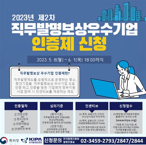 사업공고 전체 읽기2023년 제2차 직무발명보상 우수기업 인증제 신청 안내