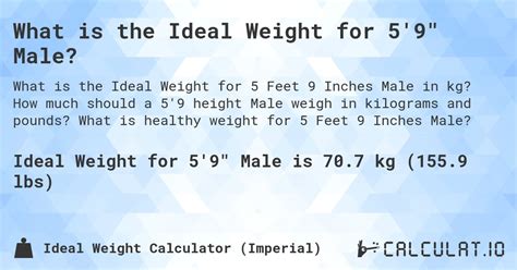 What is the Ideal Weight for 5'9" Male? - Calculatio