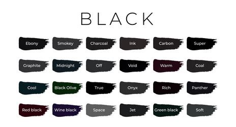 134 Shades Of Black Color With Names, Hex, RGB, CMYK Codes, 50% OFF