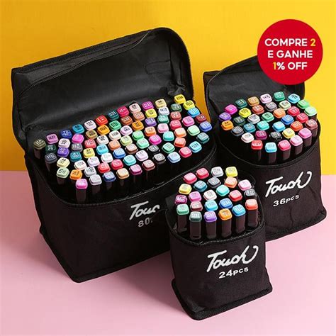 Conjunto De Canetas Coloridas - Conjunto de Canetas Marcadoras Coloridas de Duas Pontas com 36/48 Cores ...