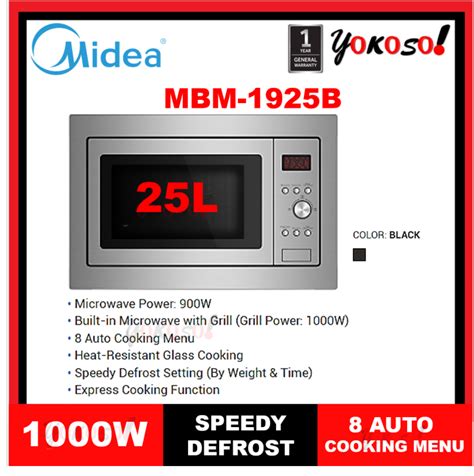 Midea MBM 1925B 25L Built In Microwave Oven With Grill Power 1000W Lazada