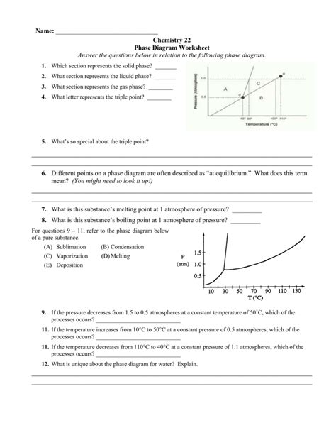 Phase Diagram Worksheet Answers