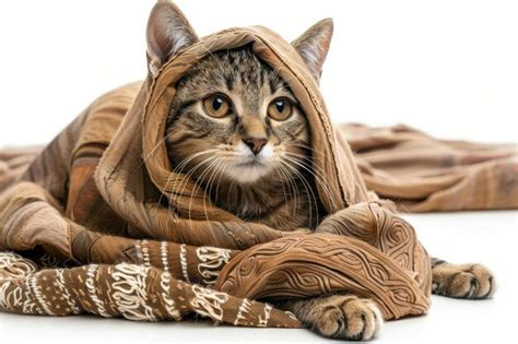 Happy Cat Wearing Ancient Greek Costumes Studio Lighting Isolated On