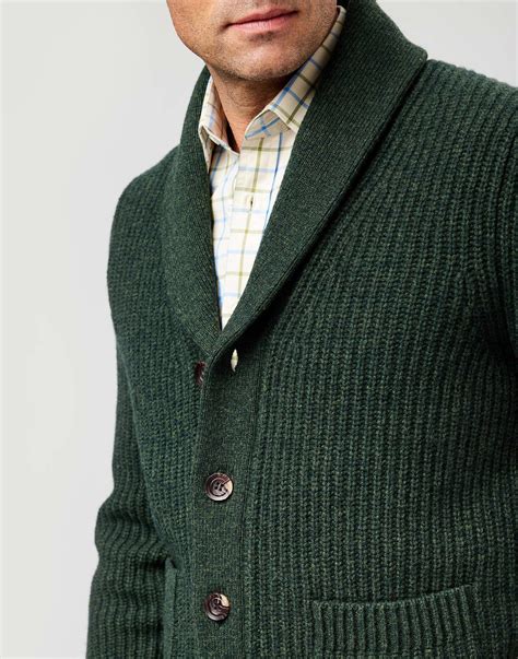 Whitby Shawl Collar Cardigan Dark Green Atelier Yuwa Ciao Jp