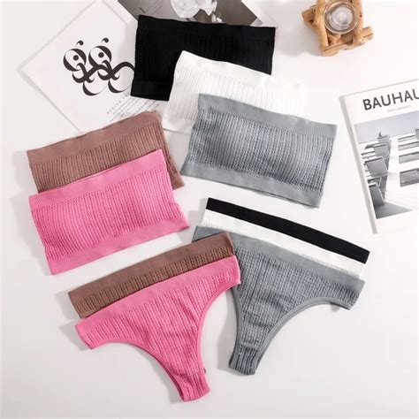 Seamless Bra Set Women Lingerie Set Sexy Panties Bikini Push Up Bra Top Female Rib Bandeau