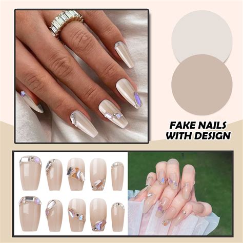 Gel Nail Polish Women Press On Nails Medium Fake Nails With Designs Nude Stick On Acrylic Nails