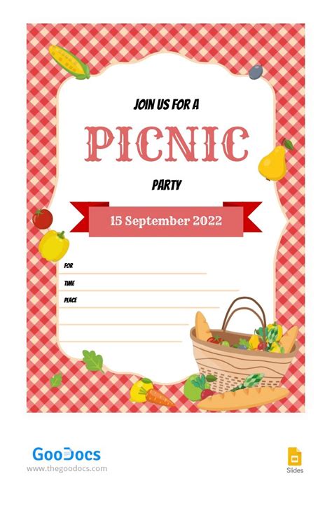 Free Red Invitation Picnic Template In Google Slides