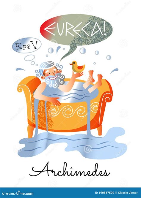 Ancient Greek Mathematician Archimedes In Bathtub Stock Vector