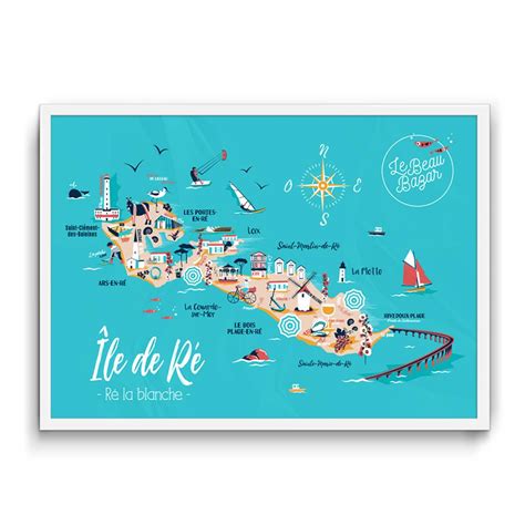 Affiche Plan de l Ile de Ré Etsy Carte ile de ré Ile de ré Carte