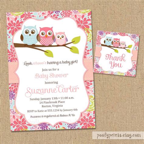 Owl Baby Shower Invitations Diy Printable Baby By Poofyprints Unique