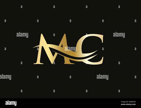 Initial Gold Letter MC Logo Design MC Logo Design With Modern Trendy