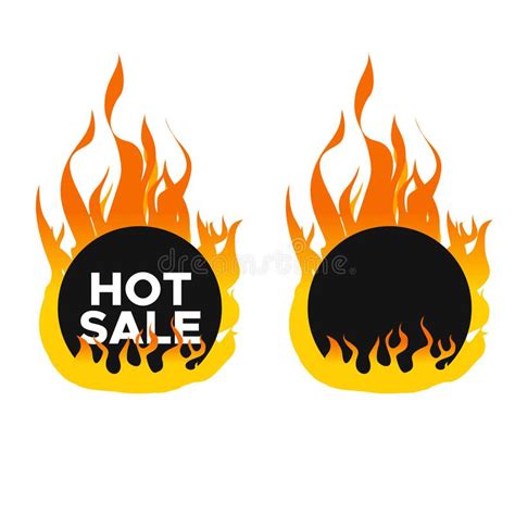 Hot Sale Label Promotion With Fire Vector Illustration Stock Vector Illustration Of Marketing