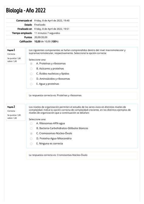 Cuestionario De Autoevaluaci N De Tp Pregunta Correcta Se Punt A