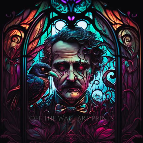 Edgar Allen Poe Stained Glass Art Goth Art Prints Printable Etsy