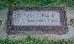 Mary Maria Rees Reese 1865 1898 Mémorial Find a Grave