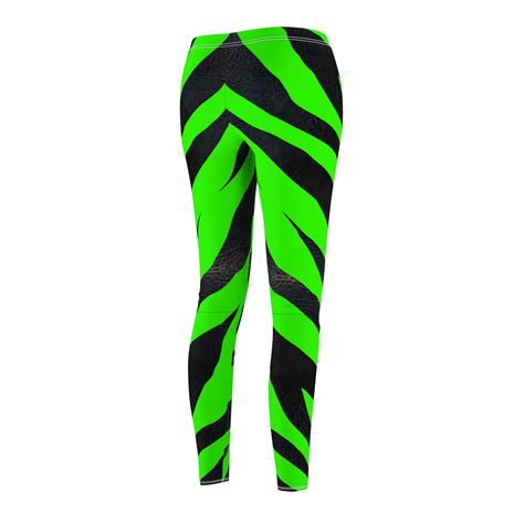 Neon Green Tiger Skin Rocker Womens Cut And Sew Casual Leggings Etsy