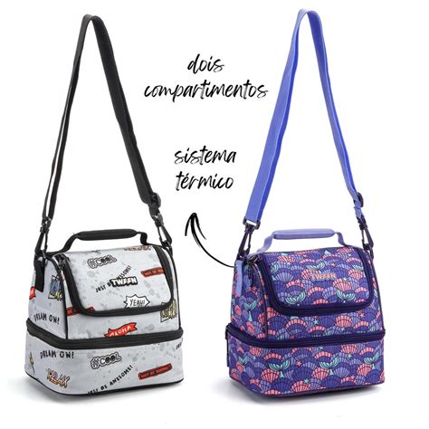 Lancheira Bolsa T Rmica Marmita Academia Passeios Dois Bolsos No Shoptime