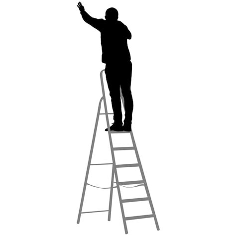 Silueta Trabajador Subiendo La Escalera Ilustración Vectorial Vector