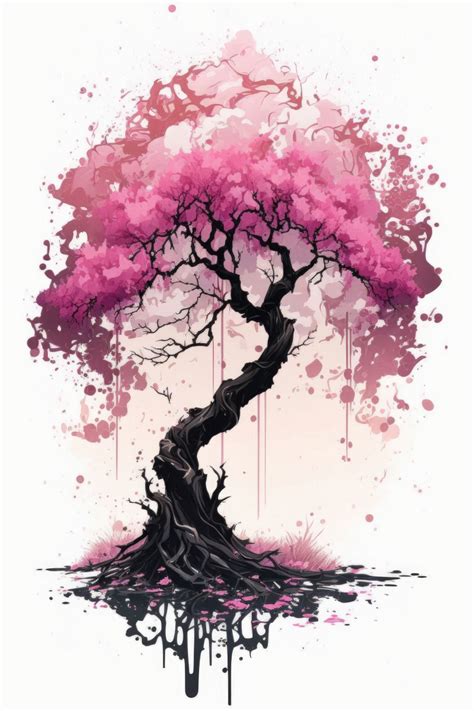 Cherry blossom tree wall art japanese canvas ai generated art japanese painting kawaii art print ...