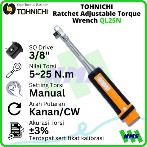 Jual Kunci Torsi QL25N 3 8 5 25 Nm TOHNICHI Torque Wrench Shopee