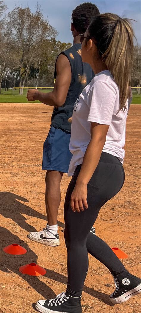 Excited Latina Playing Kickball Spandex Leggings Yoga Pants Forum