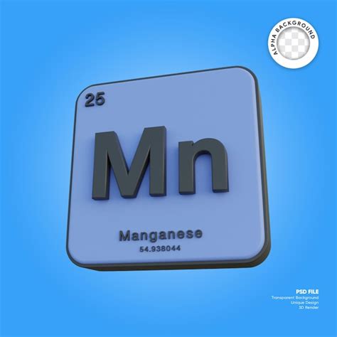 Premium Psd Manganese Chemical Element Periodic Table 3d Render