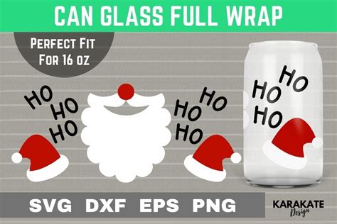 Hohoho Santa 16 Oz Can Glass Wrap Svg Graphic By Karakate · Creative