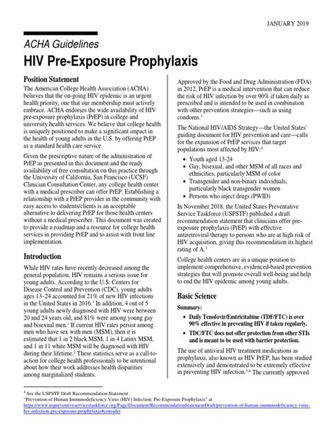 ACHA HIV PrEP Guidelines Jan2019 | Hiv/Aids | Sexually Transmitted Infection