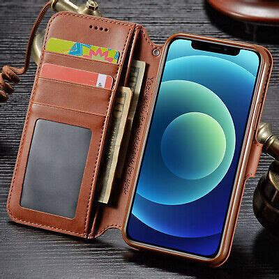 Magnetic Leather Wallet Flip Cover For Apple iPhone 12 PRO MAX Mini ...