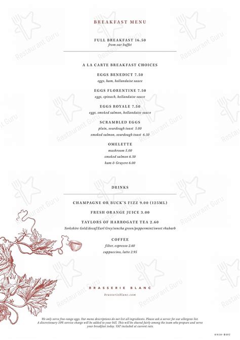 Menu at Brasserie Blanc - Bournemouth restaurant, Bournemouth