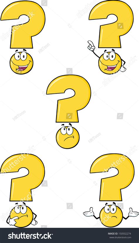 Yellow Question Mark Cartoon Characters Set Stock Illustration