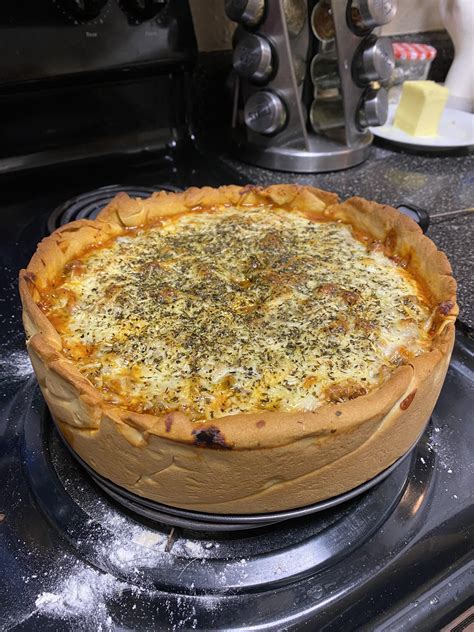 I Just Received A Springform Pan As A Wedding T So I Made Chicago Style Deep Dish Pizza R