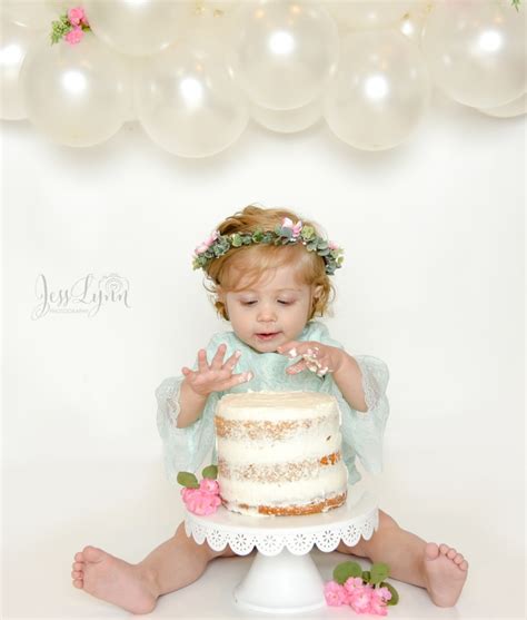Boho Naked Cake Birthday Smash Northern Virginia Cake Smash Photographer Jess Lynn Photography