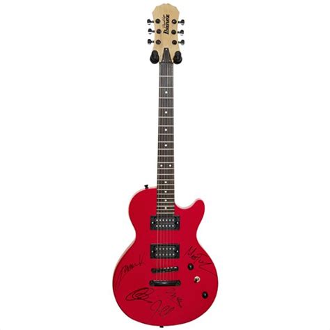 Maroon 5 Band Signed Ibanez Prestige Flame Red Les Paul Styled Electric