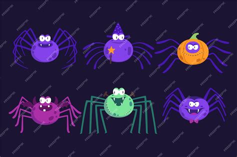 Premium Vector Hand Drawn Flat Halloween Spiders Collection