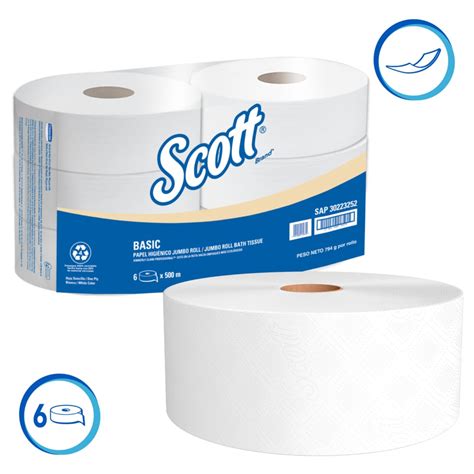 Scott® Basic Papel Higiénico En Rollo 30223252 Hoja Sencilla 500m