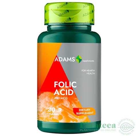 Acid Folic 400mcg 30cp Adams Supplements Pret 185 Lei Planteea