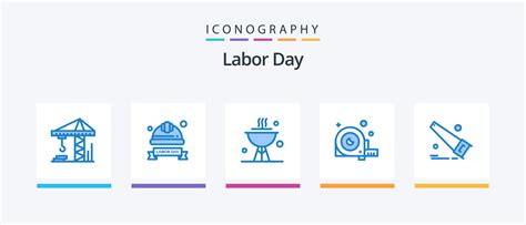 Labor Day Blue 5 Icon Pack Including saw. ruler. bbq. construction. measurement. Creative Icons ...