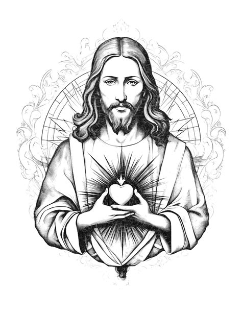 Sacred Heart of Jesus (2023) - Catholic Coloring Page