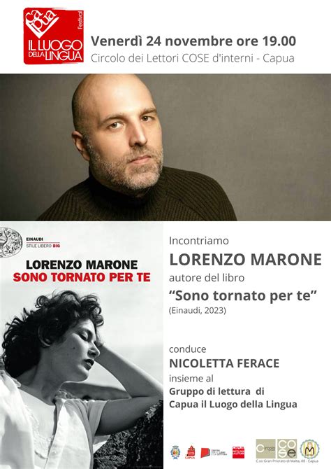 Lorenzo Marone Autore Del Romanzo Sono Tornato Per Te Incontra I