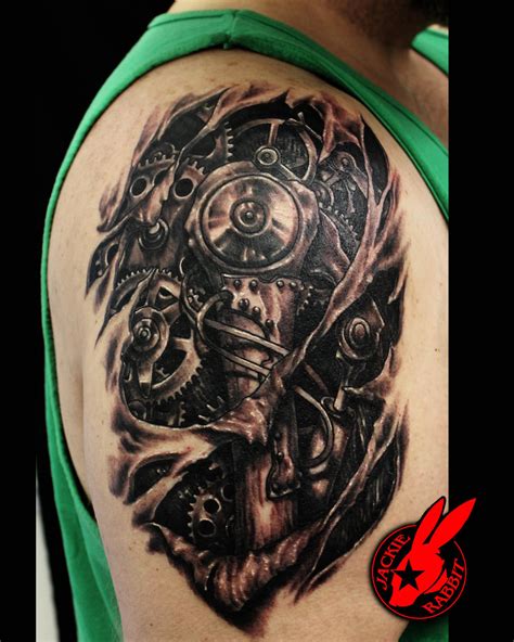 SteamPunk BioMech Tear Out Tattoo by Jackie Rabbit by jackierabbit12 on DeviantArt