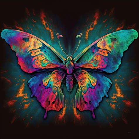 Premium Ai Image Brightly Colored Butterfly With A Black Background