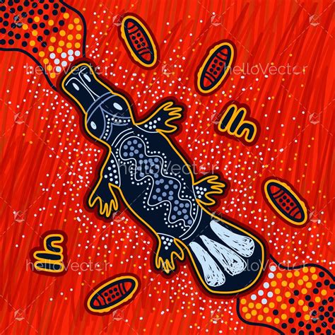 Aboriginal Art Painting With Platypus Download Graphics And Vectors