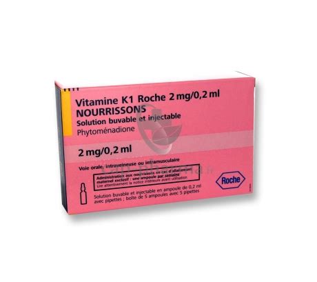 VITAMINE K1 ROCHE 2mg 0 2ml Sol Buv Inj Nourrisson 5Amp 0 2ml