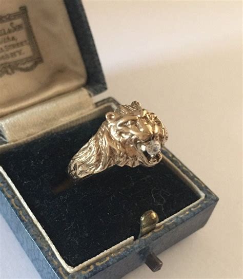 Vintage Lion Ring, Lion Ring, Lion Head Ring, Gold Lion Ring, 9 Carat Gold, Lion Jewellery, Cat ...