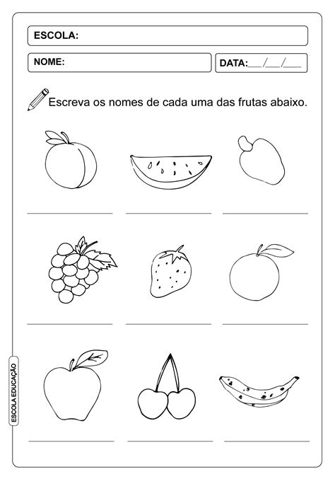 Atividade De Alfabetização Nome Das Frutas Escola Educação