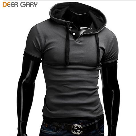 Summer Men T Shirts 2016 New Fashion Tops Tees Hooded Short Sleeve T