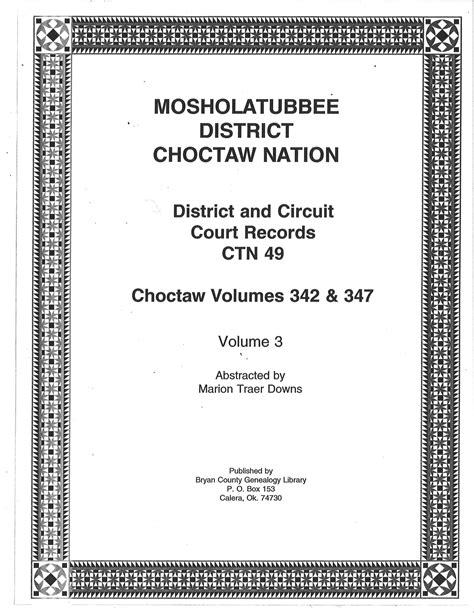 CHOCTAW COURT RECORDS-Choctaw Nation Records, Mosholatubbe, 1884-1901