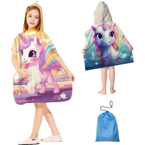 Poncho De Bain Pour Enfants Serviette De Bain En Microfibre Pour